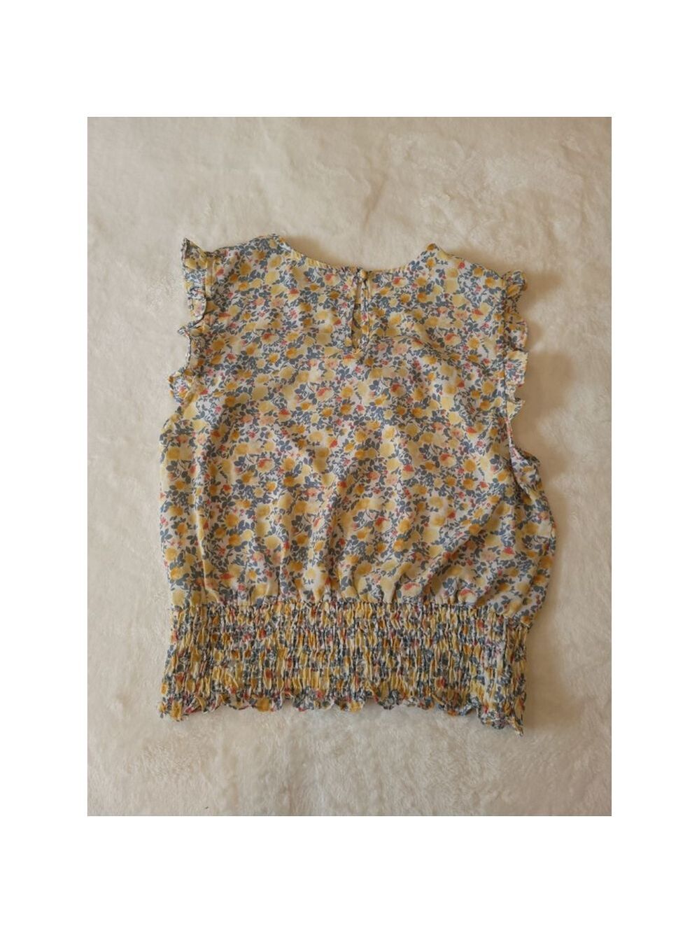 Women's moa moa Floral Blouse Size M Yellow Blue - Picture 7 of 8